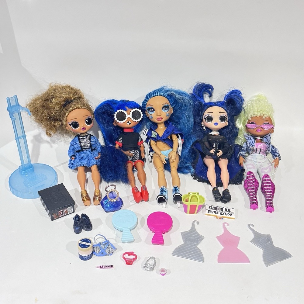 LOL Surprise OMG‎ & Rainbow High Fashion Doll Lot of 5 Dolls Plus Accessories
